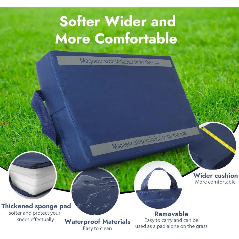 Asiento plegable para arrodillarse de jardín con almohadilla suave y gruesa, taburete resistente de 350 libras, bolsa de herramientas de jardinería para hombres y mujeres