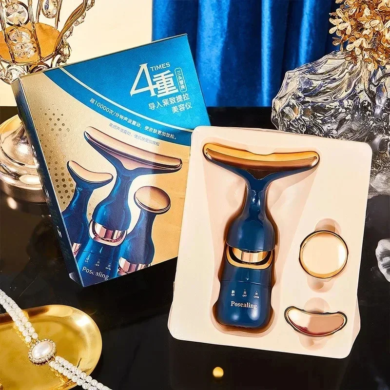 Instrumento de belleza EMS más delgado para la cara, dispositivo de estiramiento Facial 3 en 1, masaje de ojos y cuello, masajeador antienvejecimiento para apretar arrugas, nuevo