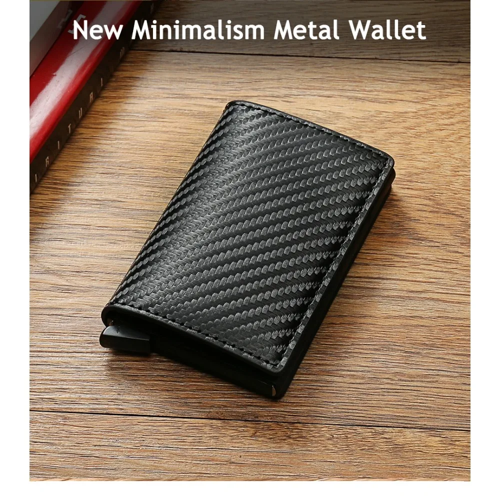 Aluminium Männer Brieftasche Karte Halter Geldbörse Carbon Faser Männer Business Dünne Dünne Smart Brieftasche Kreditkarteinhaber Fall Hinweis Halter