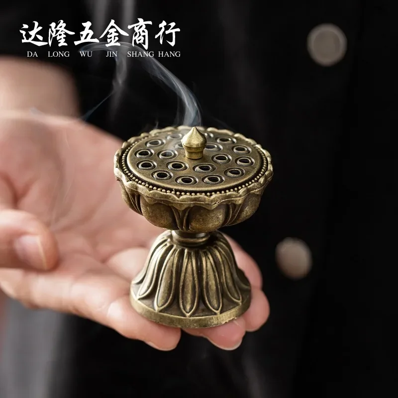 1PC Retro opper Incense Burner Twelve Zodiac Signs Burner Brass Incense Holder With Cover Sandalwood Cense Buddhism Home Decor