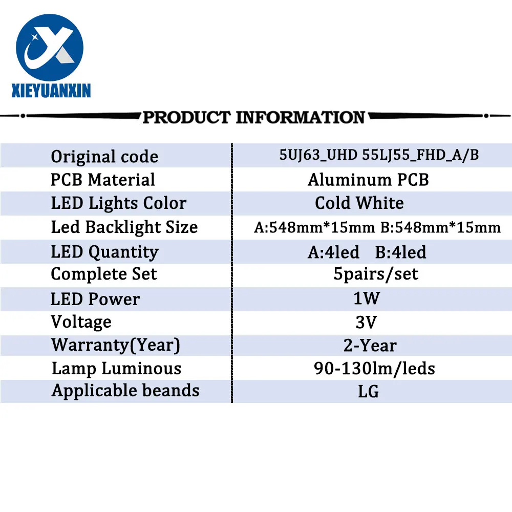 5Pair Backlight TV Strip LED For LIG 55UJ 3V 55UJ630V 55UJ6300 55LIG63CJ 5UJ63-UHD 55LJ55-FHD-A/B SSC-55LJ55/55UJ63
