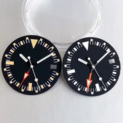 Luminous Black 29mm Watch Dial Face White Orange Index fit NH34A NH34 GMT Automatic Movement Mens Diving Watch Accessories
