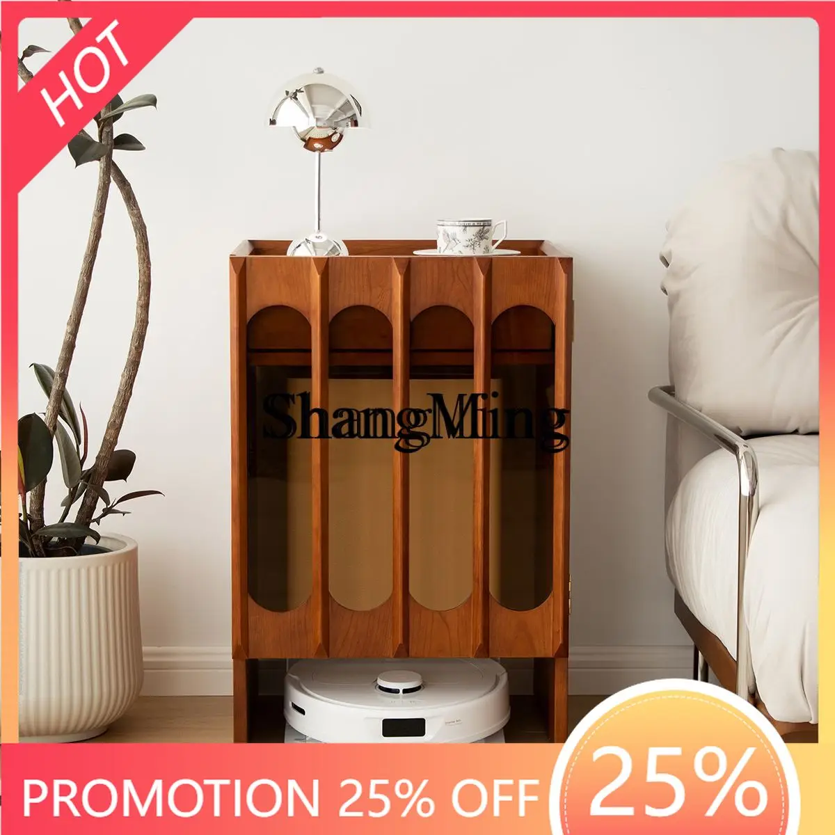 

FG home retro dining side storage cabinet storage cabinet retro solid wood living room sofa side