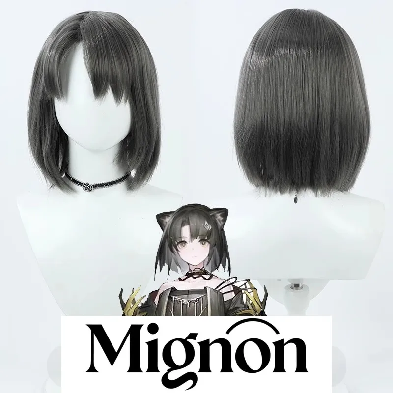 

Arknights Mandragora cosplay wig dark gray bob cut Halloween gift