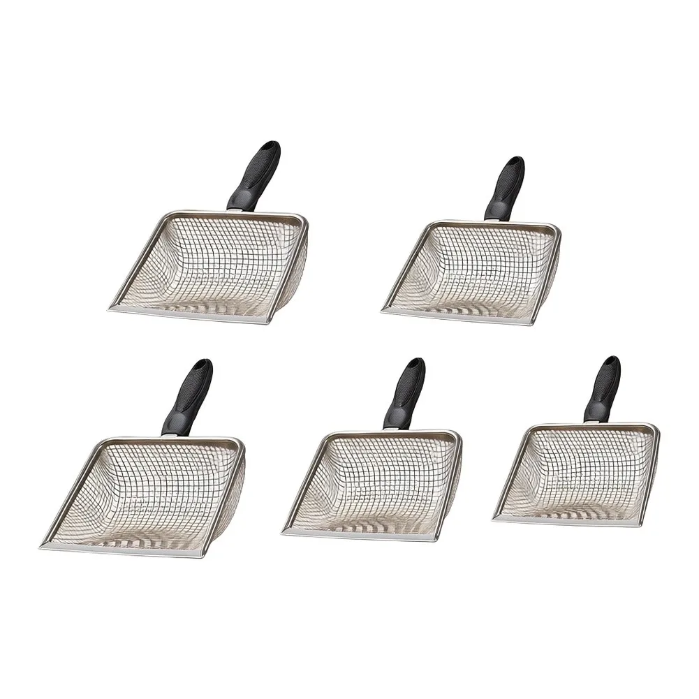 Stainless Steel Sieve Shovels 5 Pack with Multiple Mesh Sizes 2.0 mm to 5.0 mm for Poultry Yard and Aviary For cleaning