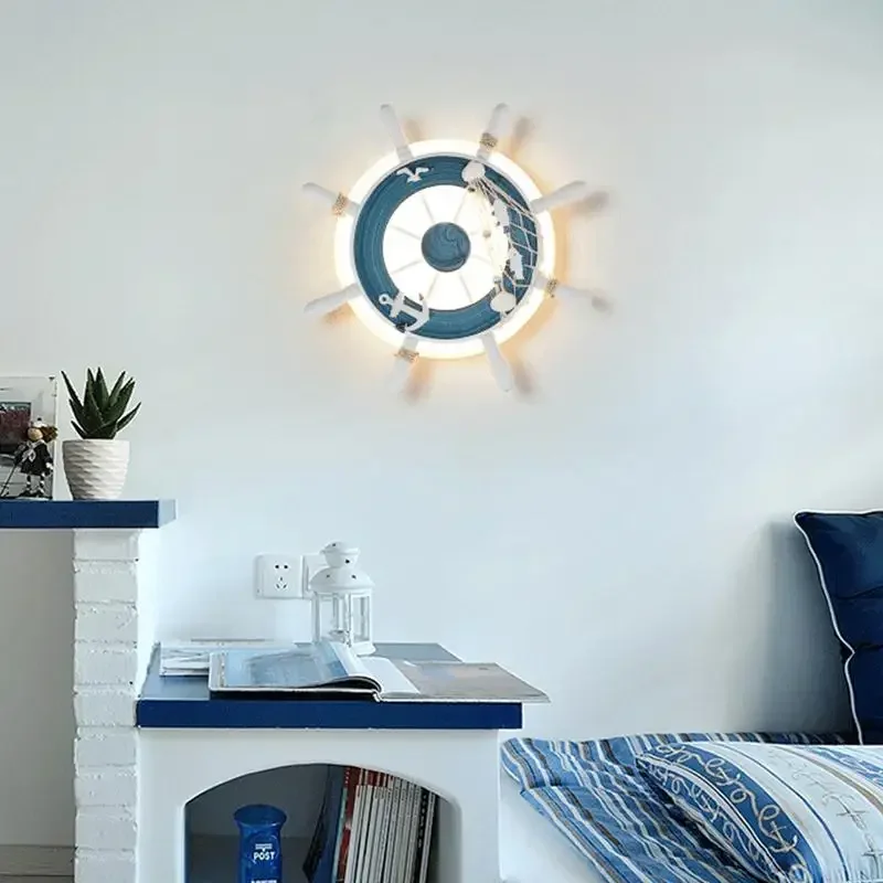 Nordic Mediterranean Rudder Beside Children Bedroom Wall Lamp Parlor Modern Creative Background Decroation Wall Led   WF925