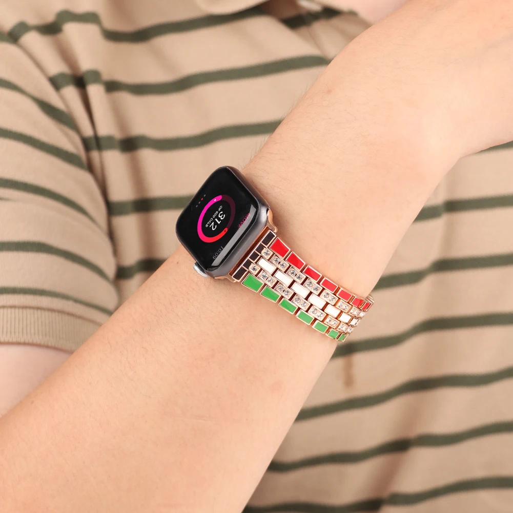 Metal Diamond Strap for Apple Watch Ultra/2 49mm 10 9 8 7 46mm 45mm 41mm Stainless Steel Bracelet Wristband 6 5 4 SE 44mm 40mm