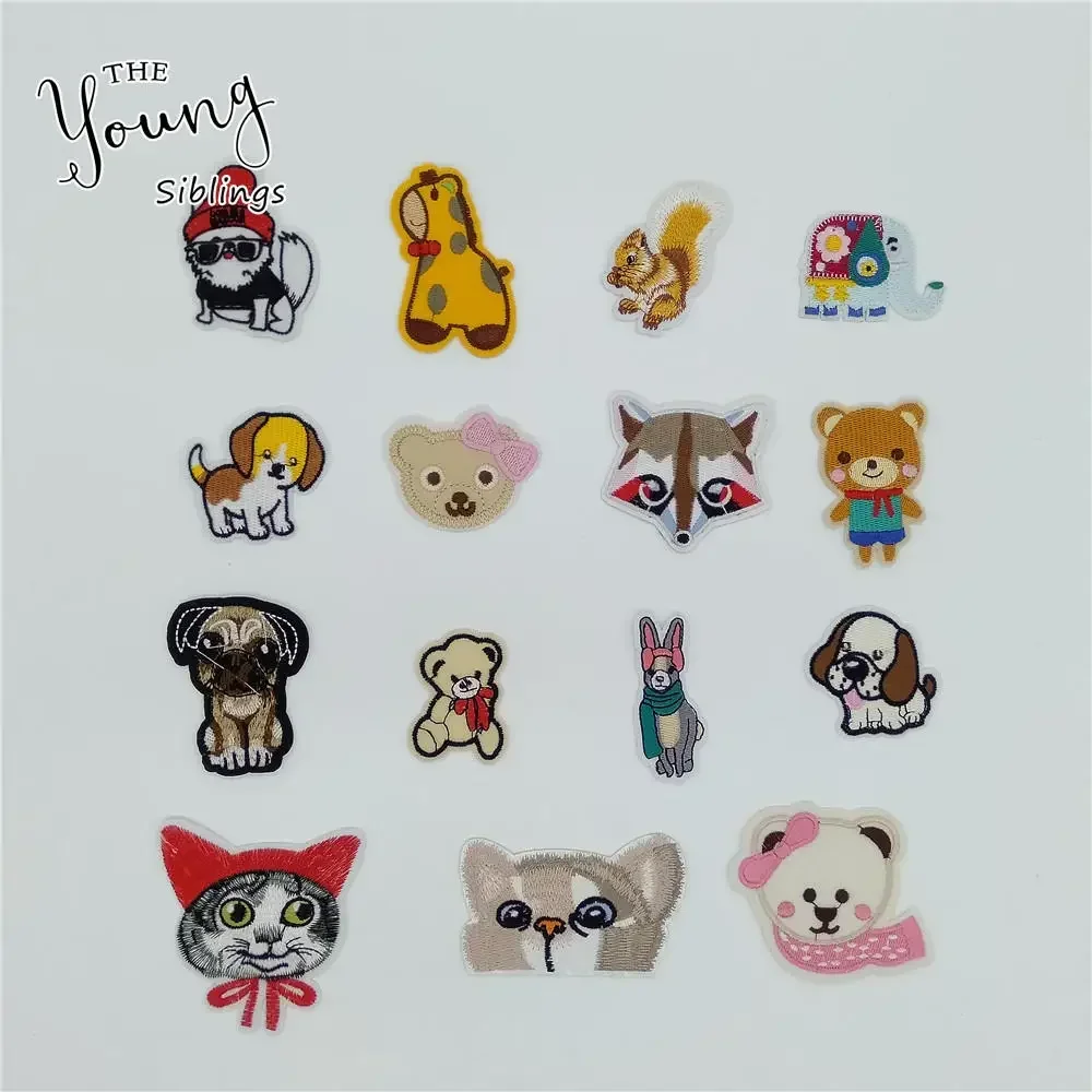 high quality Cartoon Mix Hot melt adhesive Patches Animals Embroidered Applique Clothing Badges DIY Sticker Decorate Accessory