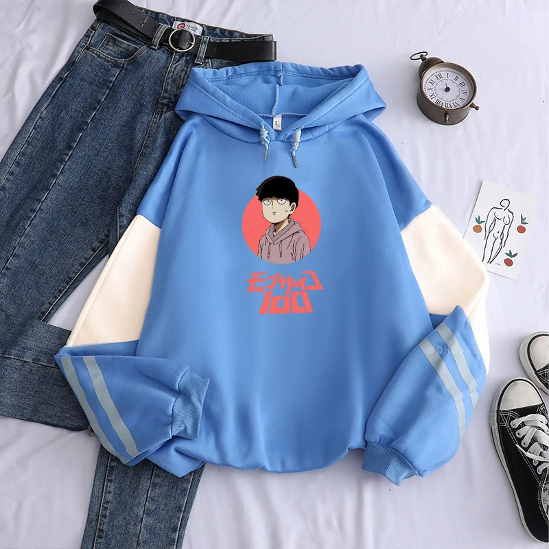 Japan Anime Mob Psycho 100 Hoodies Cartoon Funny Of Boys 100 Digital Graphics Unisex Oversized Winter Keep Warm Patchwork Hoody