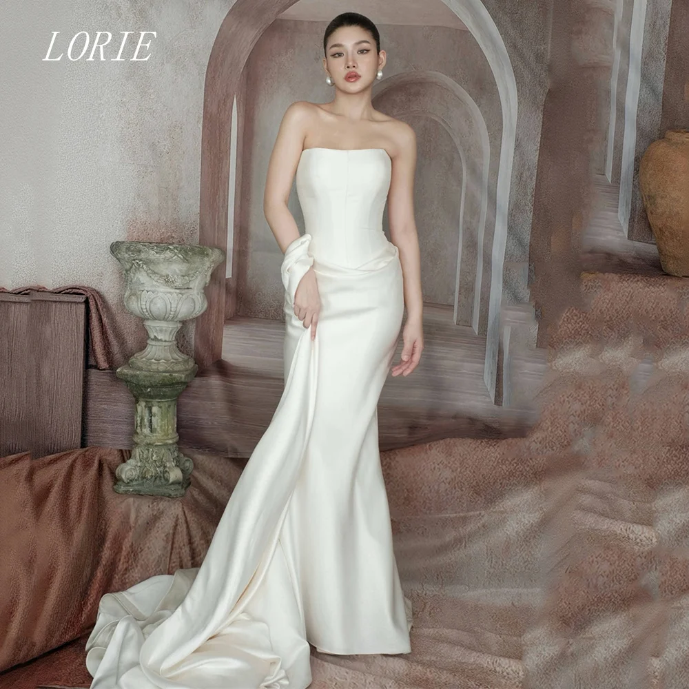 LORIE فستان زفاف حورية البحر فاخر بدون حمالات فساتين زفاف مشد بسيط ثوب زفاف مخصص 2026 #1