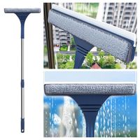 New 2 in 1 Window Squeegee Long Handle Brush Window Mop Telescopic Window Mesh Screen Cleaning Tool Home