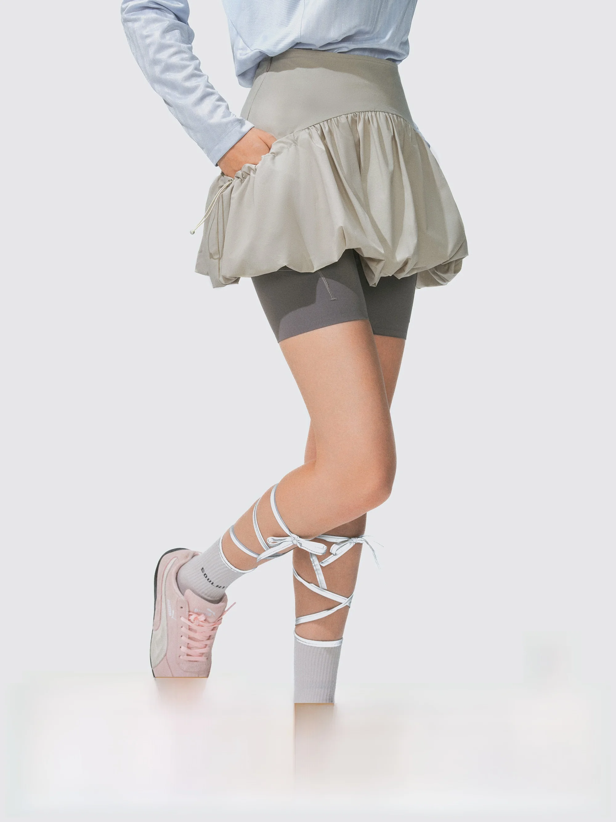 

Monterest Outdoor Reflective Print Spor Skirt Zipper Split Bloom Design Nylon Spandex Blend Spring Collection