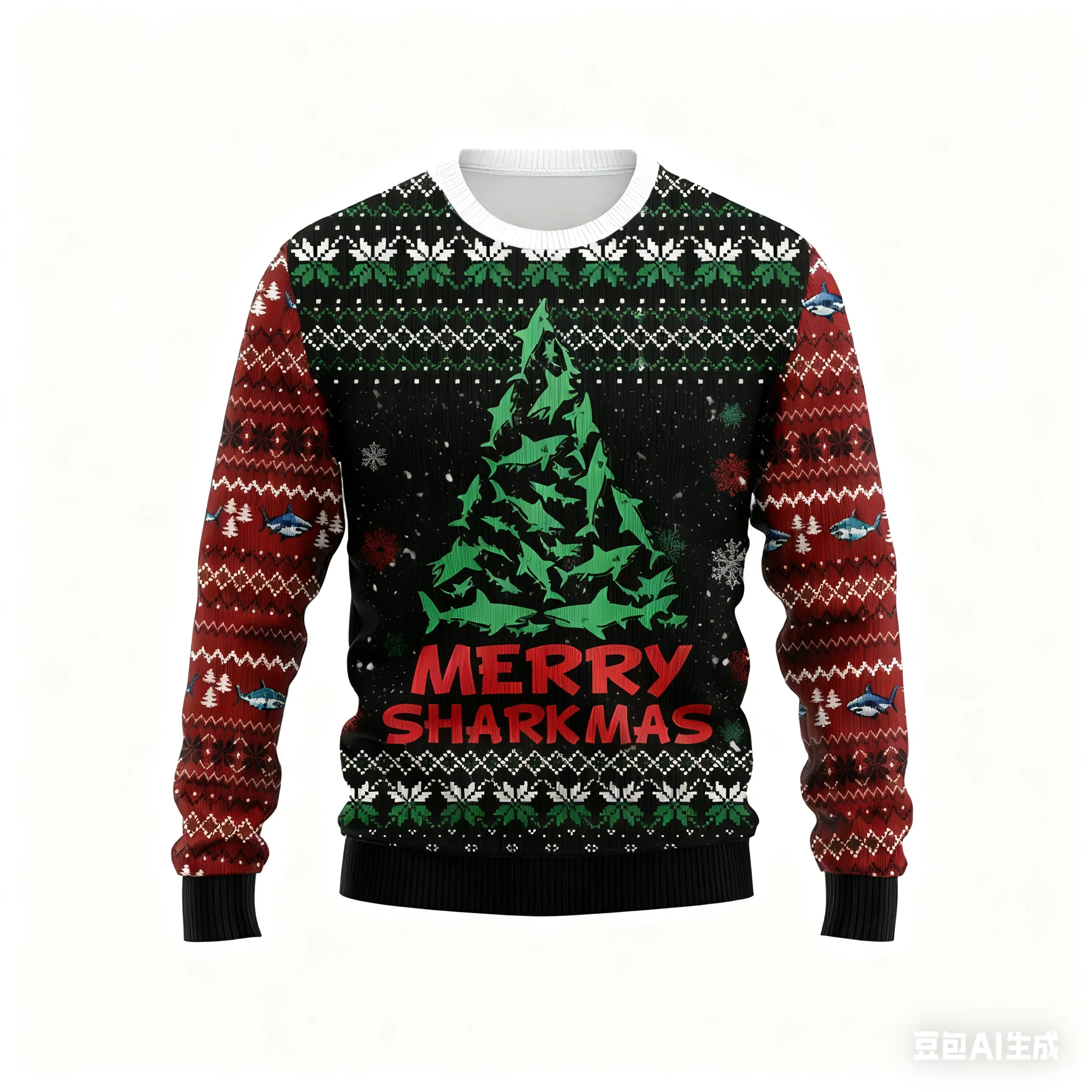 かわいいサメグラフィック 3D プリント醜いクリスマスセーター男性女性服ファッションクルーネック男性スウェットシャツカジュアル秋プルオーバー