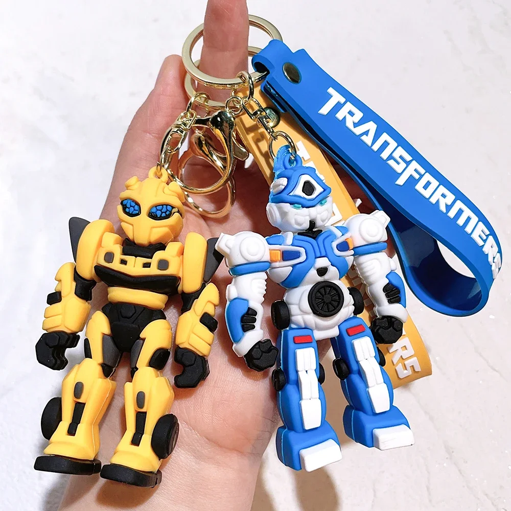 Anime Transform Keychain Optimus Prime Bumblebee Figure Keyring Pendants Car Key Accessories Doll Ornaments Toy Gift for Kids