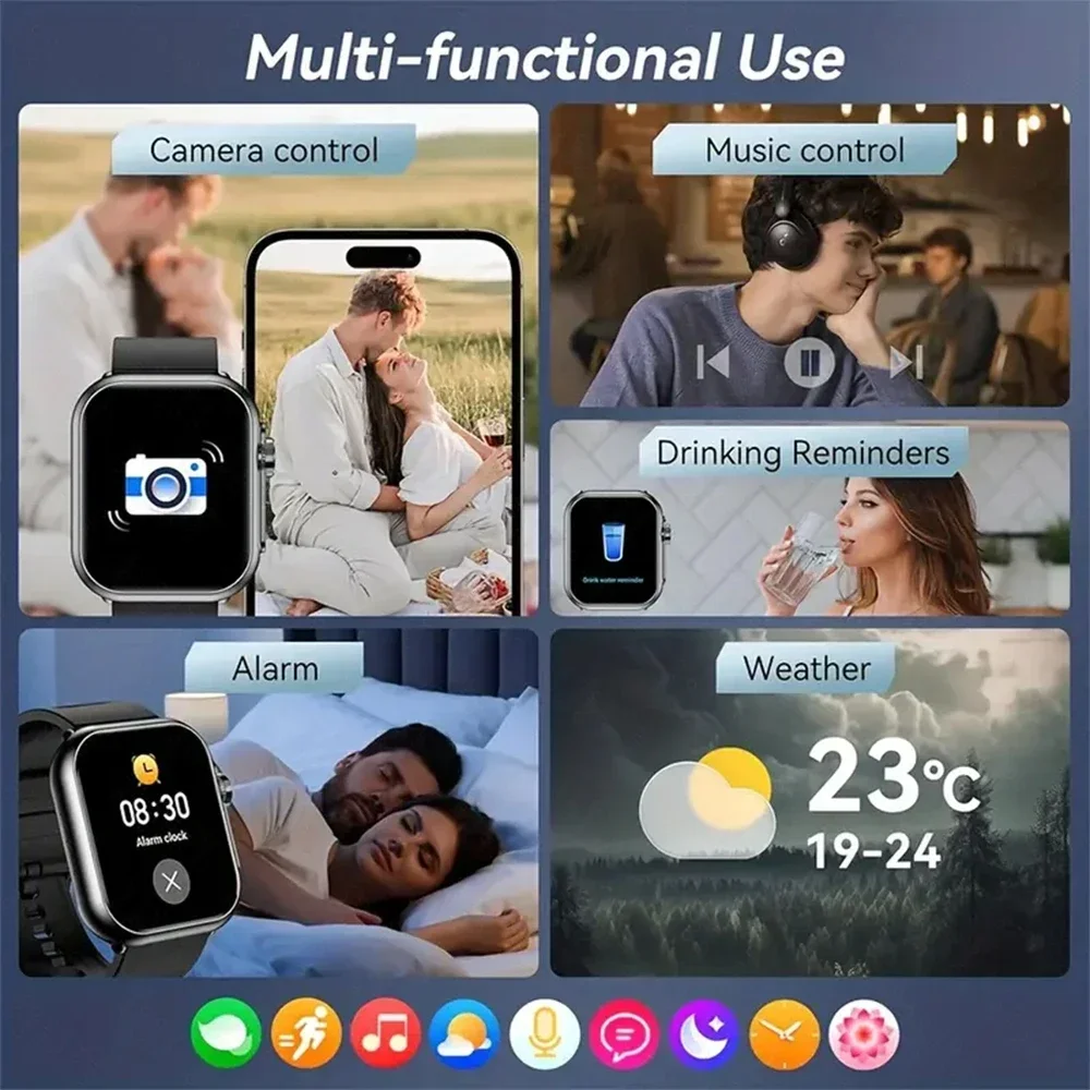 2025 New For Huawei Xiaomi Smart Watch 1.85-Inch HD AMOLED Bluetooth Call Full Touch Screen Men IP68 Waterproof Women SmartWatch