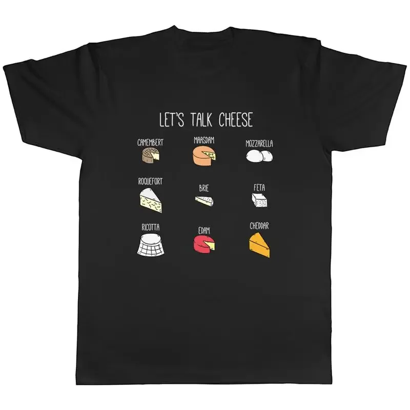 Let's Talk Cheese Funny Mens T-Shirt Cheese Selection Chart Tee Gift