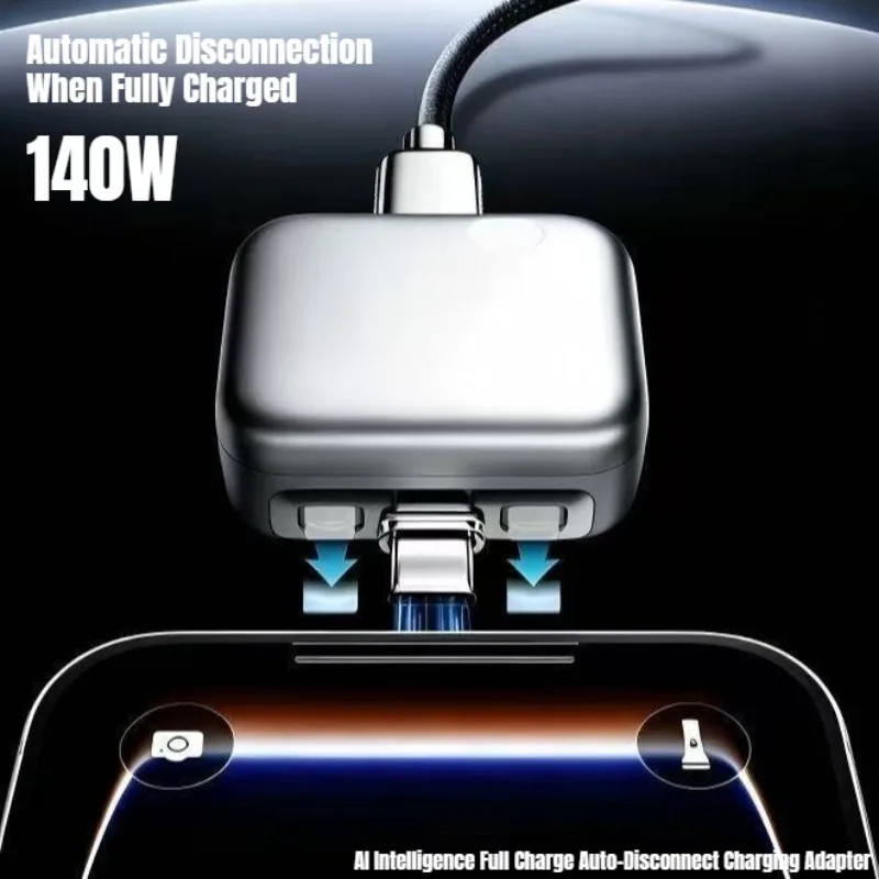 140W Automatic Physical-Disconnect Charger Battery Anti-Overcharge Protection Charge Adapter Type-C Port Smart Stop Charge