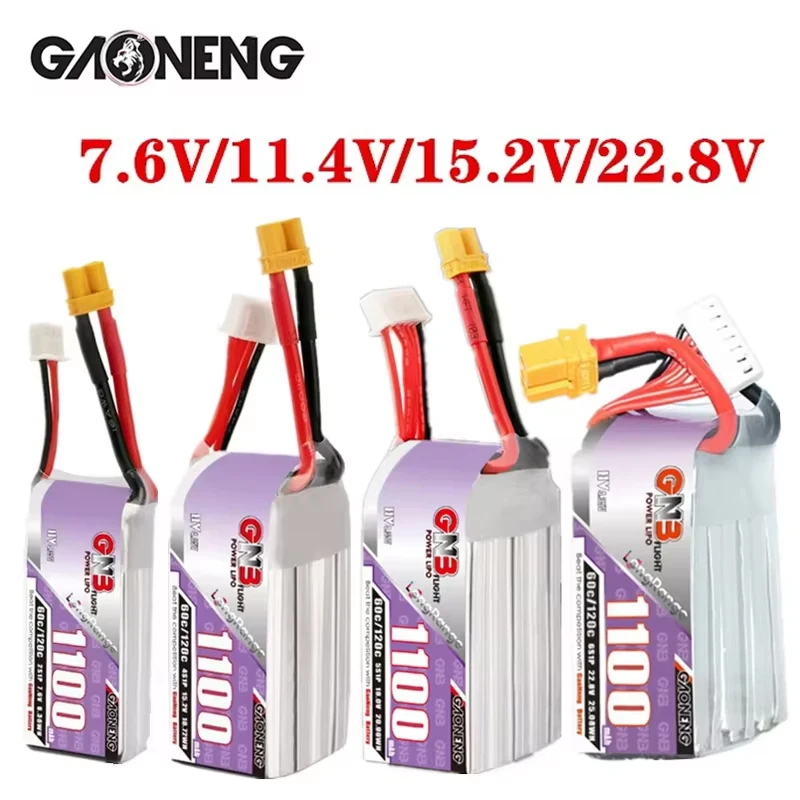 GNB 1100mAh 2S 3S 4S 6S 60C/120C HV Lipo Battery For FPV Long Racing Drone 4 Axis RC Quadcopter Drones Parts With XT30/XT60 Plug