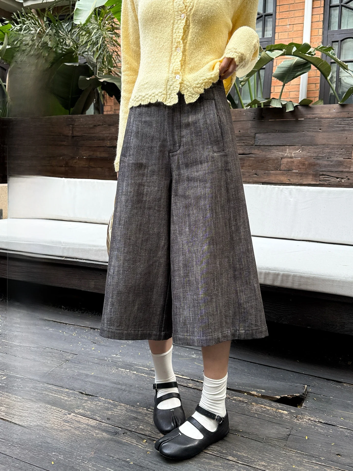 

Black Gold Heavy Industry Style Casual High Street Loose Women's Mid-Calf Pants Cotton Blend Comfortable Non-Stretch