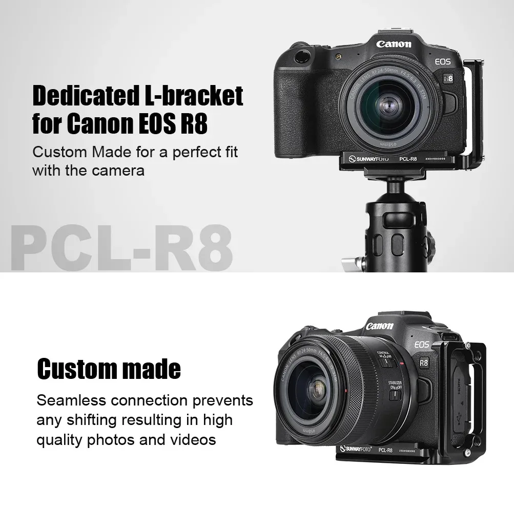 SUNWAYFOTO PCL-R8 L-bracket for Canon Eos R8/RP Arca Swiss Quick Release L Plate