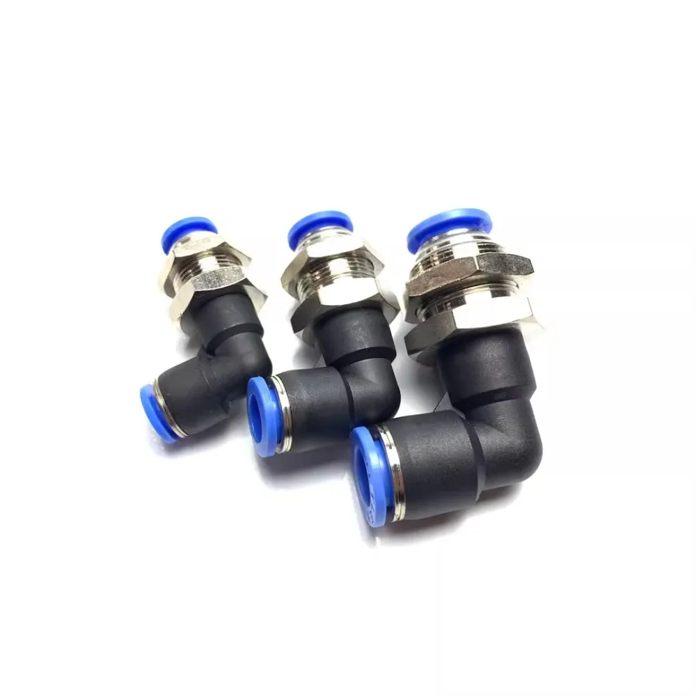 10Pcs Air Fitting Connector Adapter Elbow PLM 4 6 8 10 12 mm ODTube Push In Connect Bulkhead Nickel Plated Brsss Pneumatic