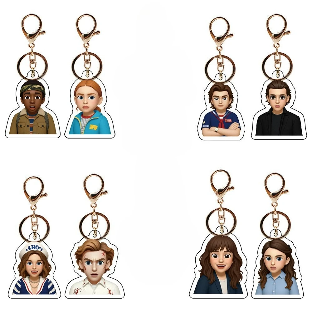 

Cartoon Cute Simple Style Q-Version Character Play Acrylic 2D Flat Keychain Phone Hanging Rope Movie Accessories Fan Gifts