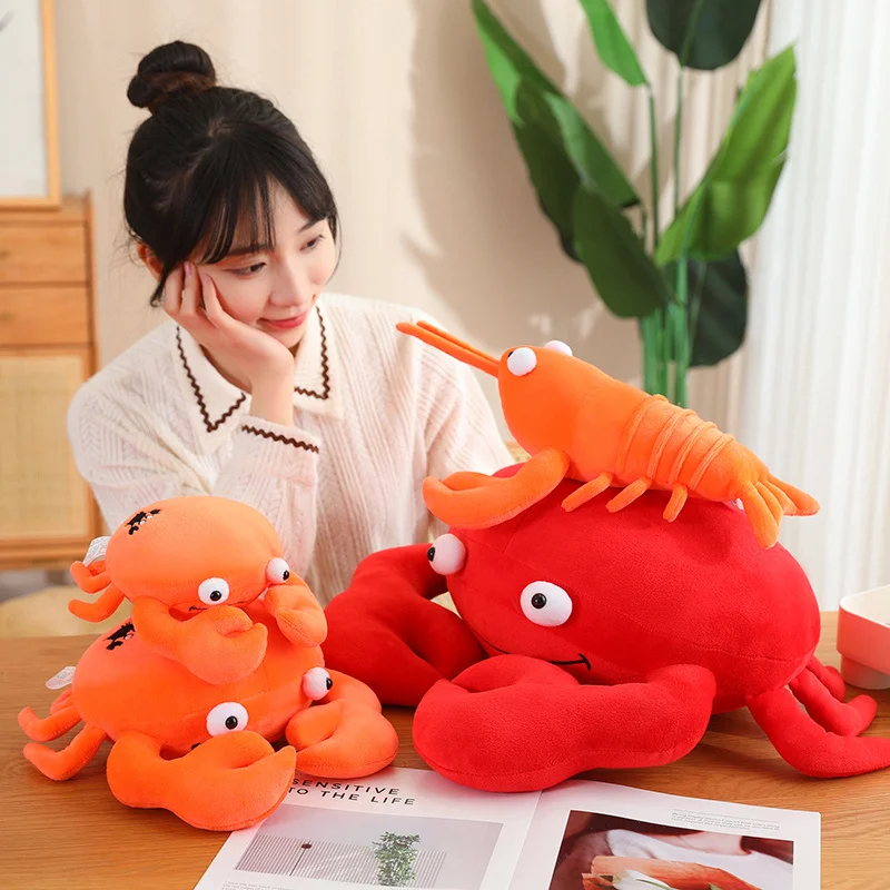 Jouet crabe rouge en peluche, doux et confortable, coussin en forme d'animal de mer, cadeau d'anniversaire pour un ami