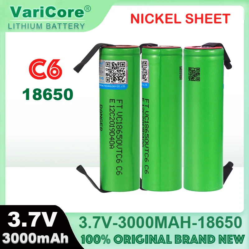 VariCore nowy oryginalny akumulator litowo-jonowy VTC6 3,7 V 3000 mAh 18650 VC18650VTC6 + arkusze niklowe DIY