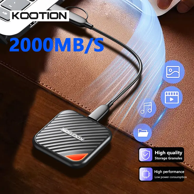 

KOOTION 1TB 2TB External SSD 2000MB/S Portable USB3.2 Gen2 Solid State Drive for Samsung iPhone 16 17 Laptop Desktop Smartphone