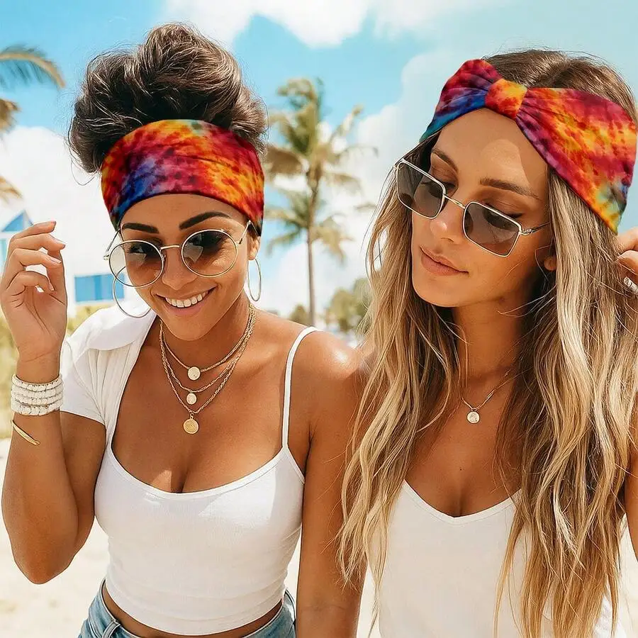 

Tie Dye Print Elastic Wide Headband For Women Yoga Casual Sports Hair Accessory