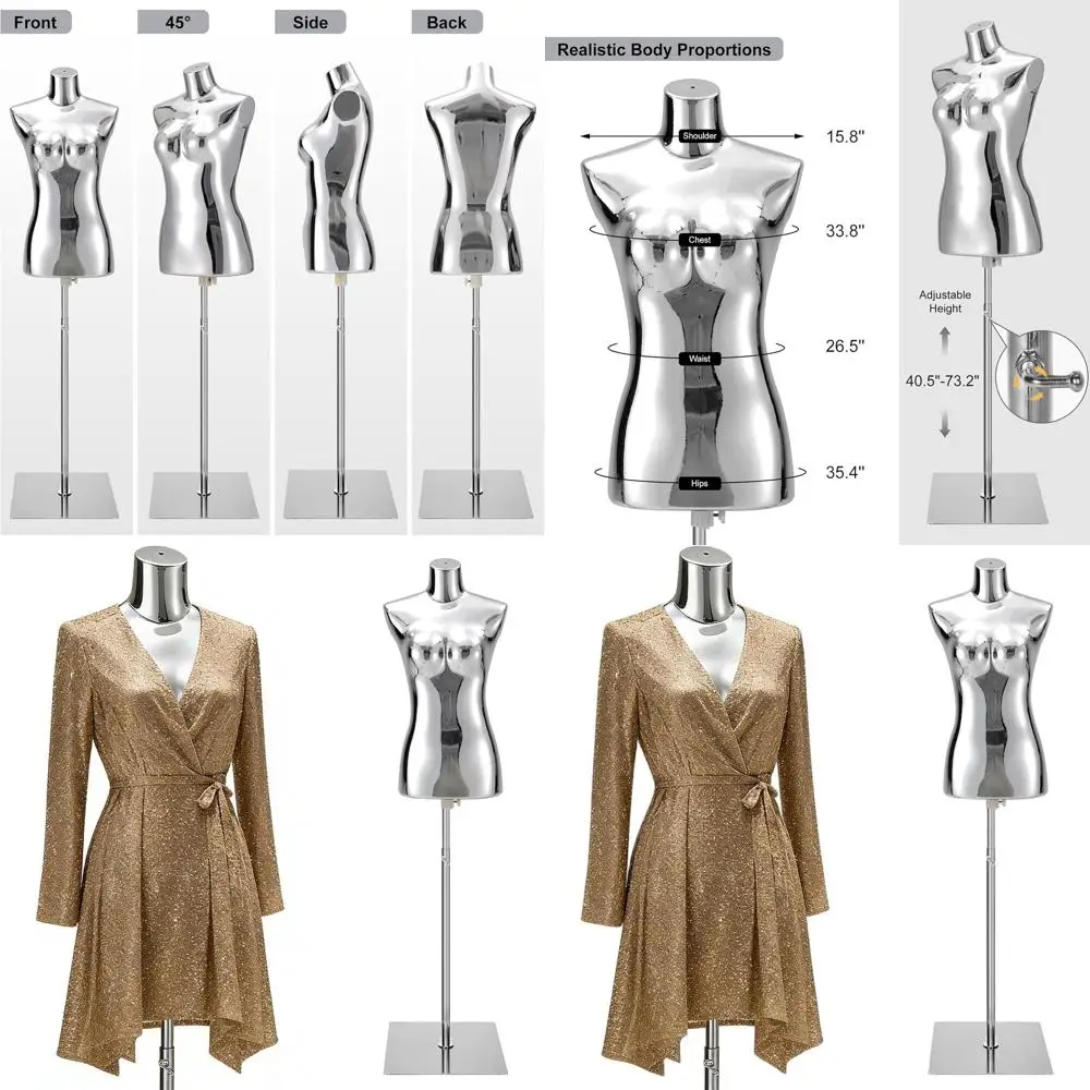 

Adjustable Height Metal Stand Mannequin for Display and Sewing, 40-75 Inch, Silver