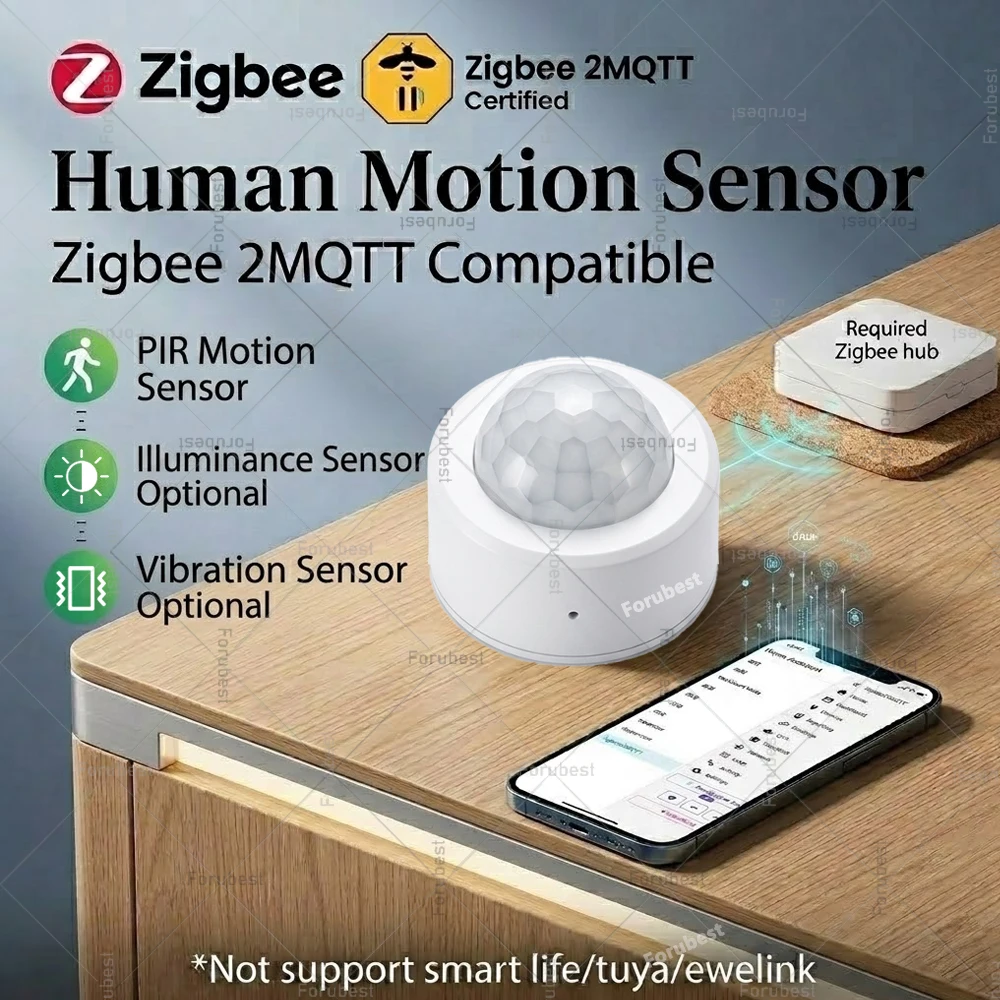 

Датчик движения Zigbee 3.0 PIR, датчик вибрации и света для обнаружения движения человека, для Zigbee2MQTT, Home Assistant, DIY, умная автоматизация