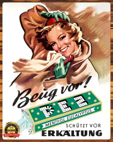 Pez - Menthol Eucalyptus - Restored - 1950s - Metal Sign