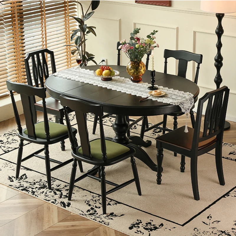 

European Black Dining Table Round Unique Nordic Extendable Kitchen Tables Restaurant Foldable Luxury Mesa Comedor Home Furniture
