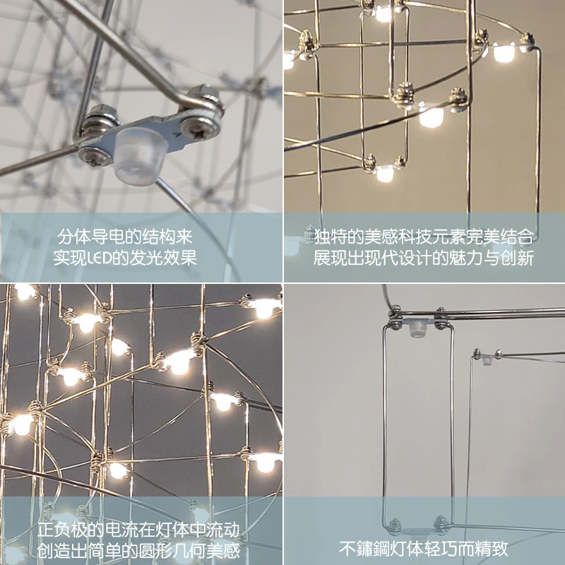 Light Cube Chandelier Villa Restaurant Living Room Light Dot Starlight Creative Personality Modern Simple Firefly Chandelier