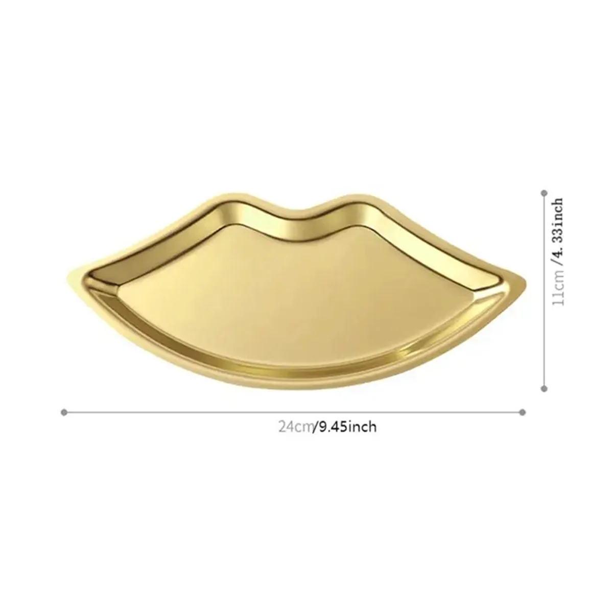 2PCS Stainless Steel Lip Shaped Jewelry Tray Home Cosmetics Metal Tray Female Jewelry Storage Tray Decorative,A