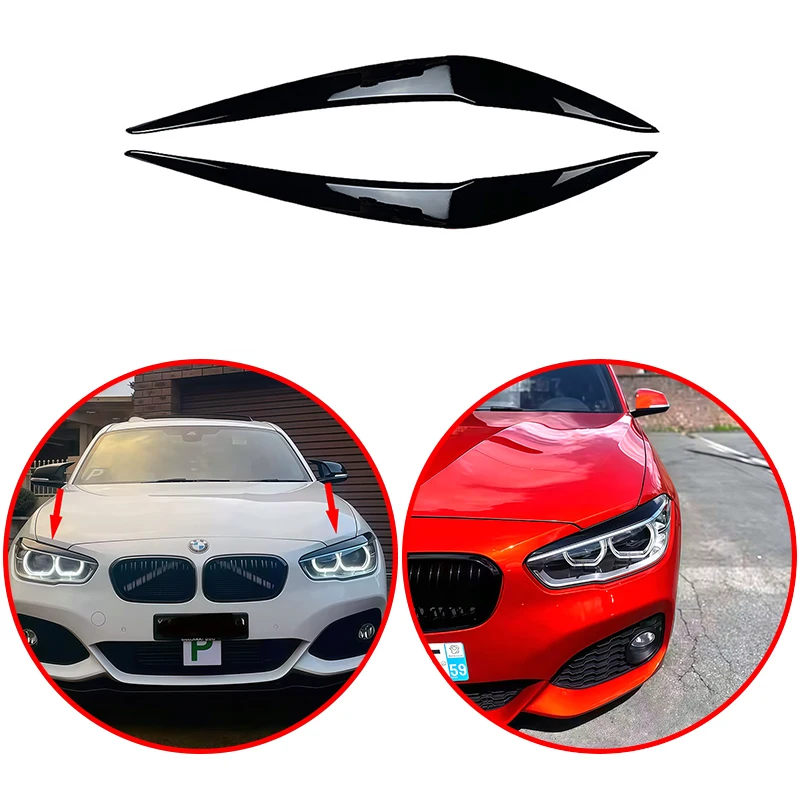 

For BMW 1 Series F20 F21 118i 120i 2015 - 2018 High Quality ABS Car Front Headlights Eyebrow Eyelids 3D Stickers Glossy Black