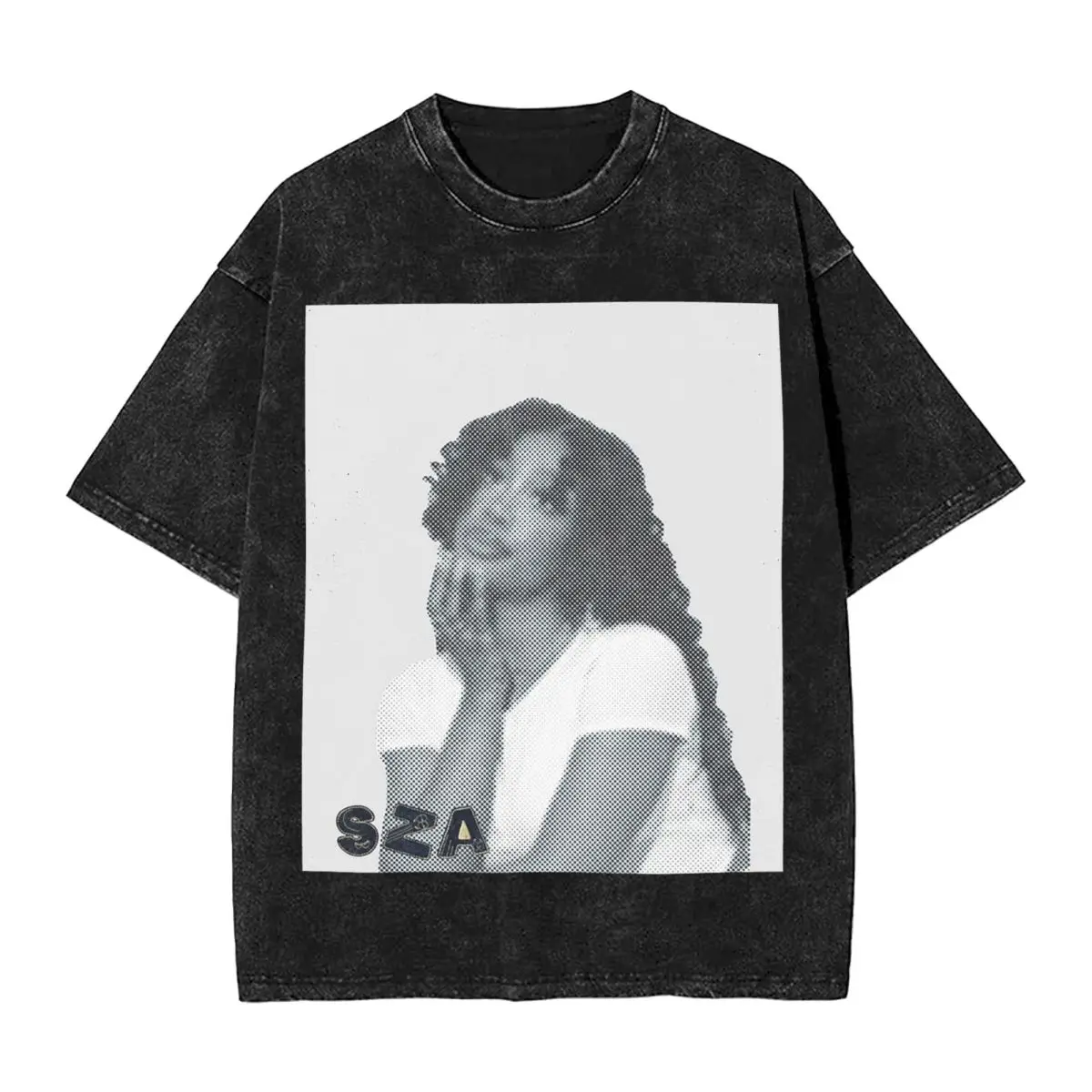 الشارع الشهير تي شيرت SZA أغنية المغني HALFTONE غسلها تي شيرت قصير الأكمام الهيب هوب قمم تي شيرت تيز للرجال والنساء
