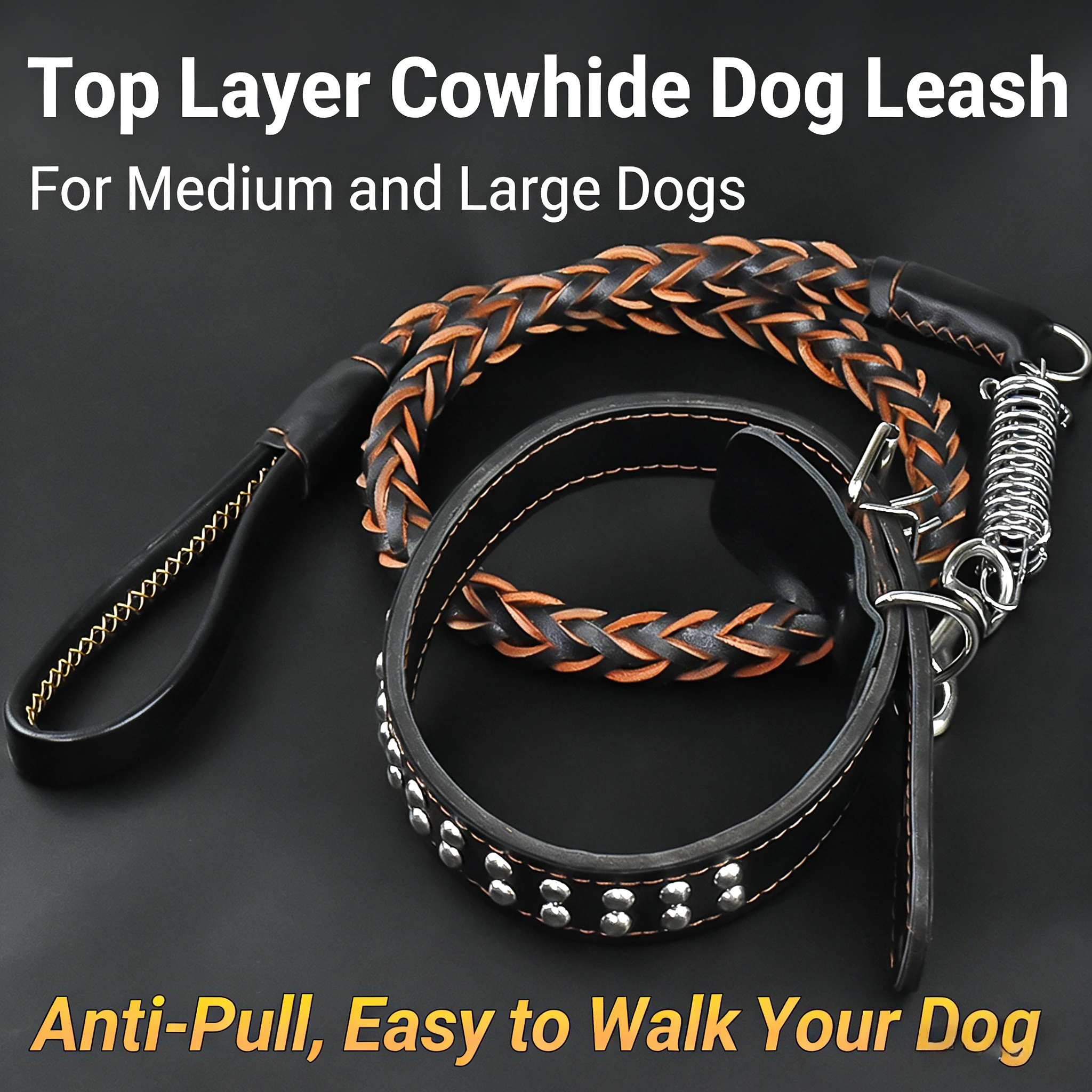 

Medium and large dogs, dog leashes, cowhide leashes, golden retrievers and German shepherds walking leashes, dog collars