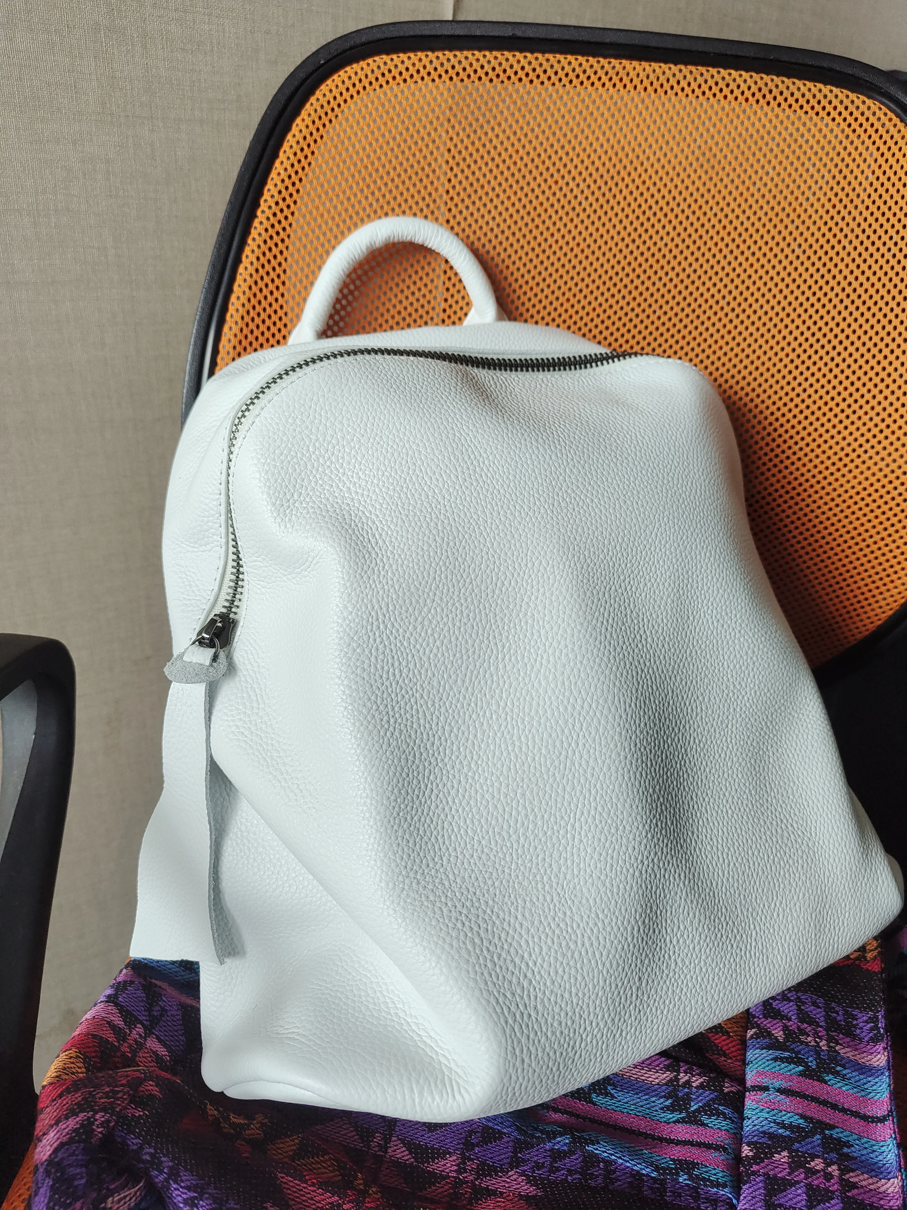 Leather Work Backpack - Zency Kadın Hakiki Deri Sırt Çantası,