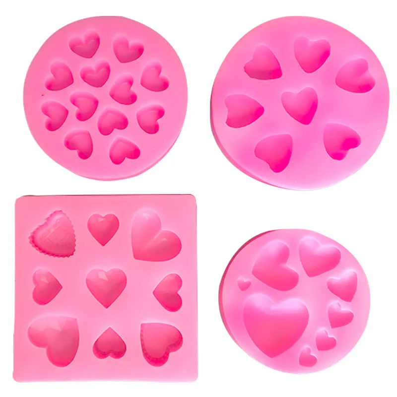 Moule à Fondant en Silicone en forme de cœur aimant, bricolage coloré, cœur doux, pâte de bonbons au chocolat, outil de décoration de gâteaux