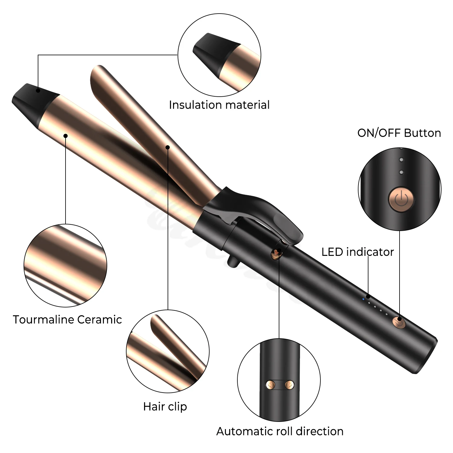 Automatic Hair Curler for Women Electric Curling Iron Adjustable Temperature Curling Wand Roller Hair Styling Tool