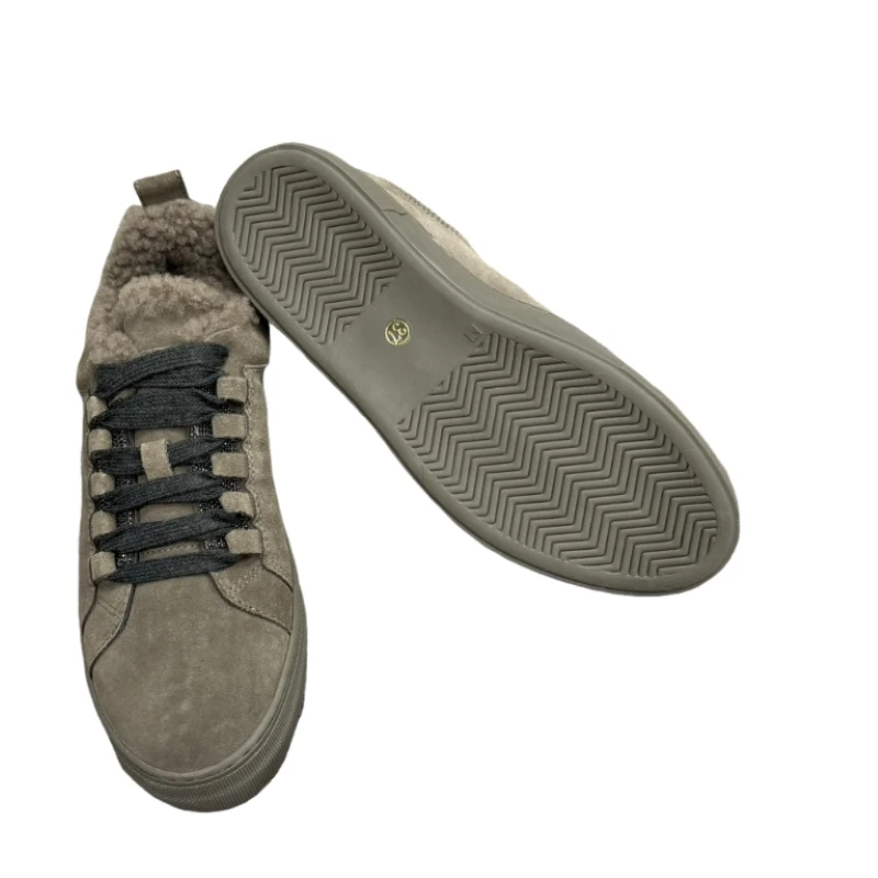 Zapatillas Deportivas de Plataforma con Malla y Cuero de Ante con Lana, Ligeras, Antideslizantes, Casuales, para Caminar, Estilo Athleisure AJ0614