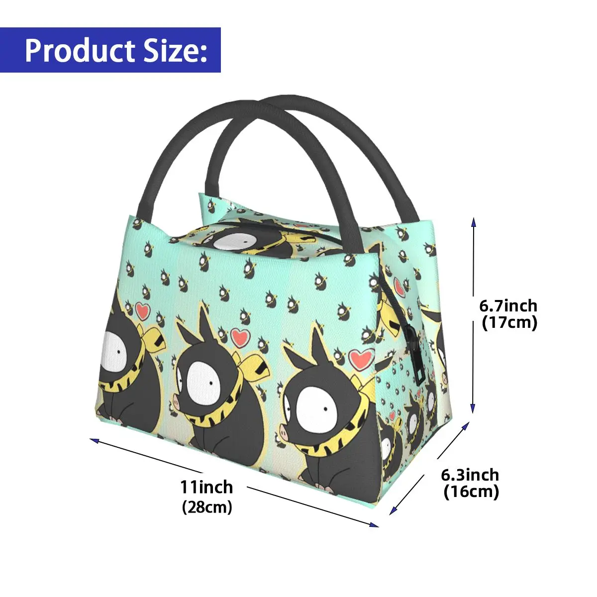 P-chan Ryoga Lost Pig Ranma 2/1 Adventure Comedy Insulated Lunch Bag Storage Food Boxes Container Cooler Thermal Lunch Box Tote
