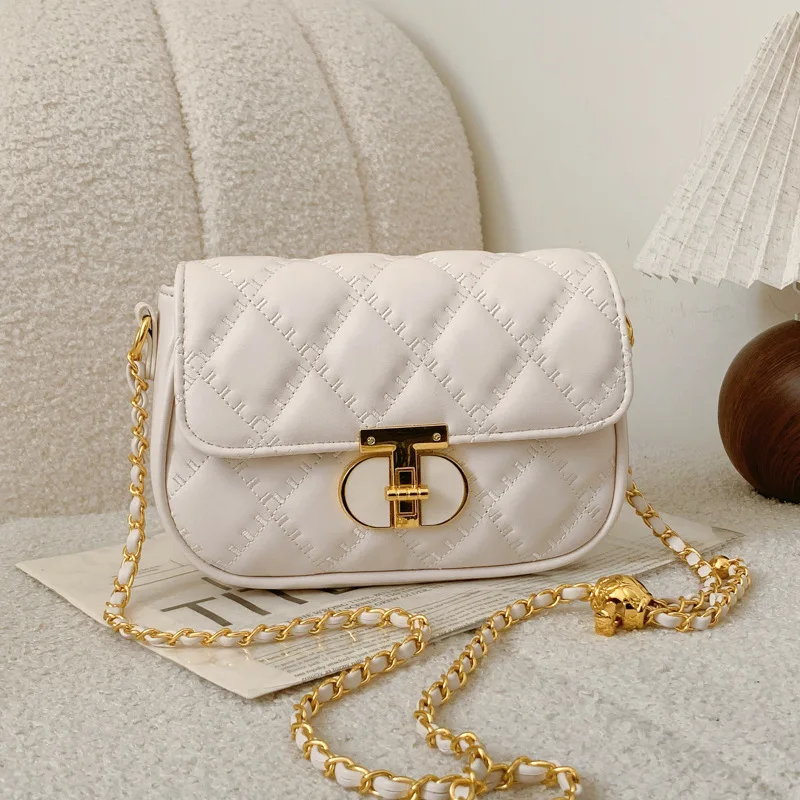 Стильная стеганая женская сумка через плечо с цепочкой - осень 2023, новинка осени, высококачественная квадратная сумка на плечо в корейском стиле под мышками