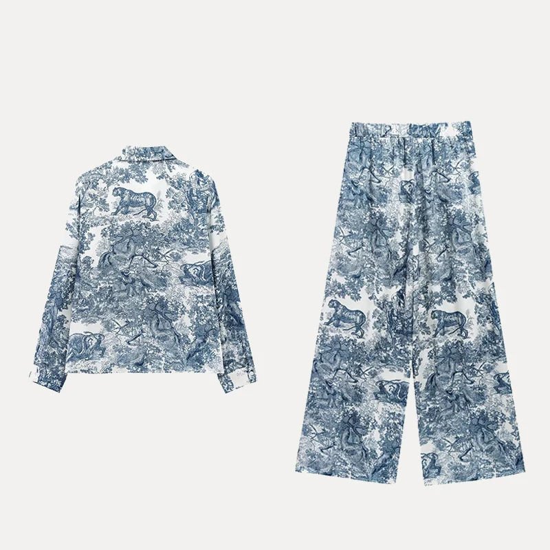 

Faionable Casual Long Sve Print Top And Pants Set Women's Sle Spring 2025 New Arrival Z Brand Closet ential