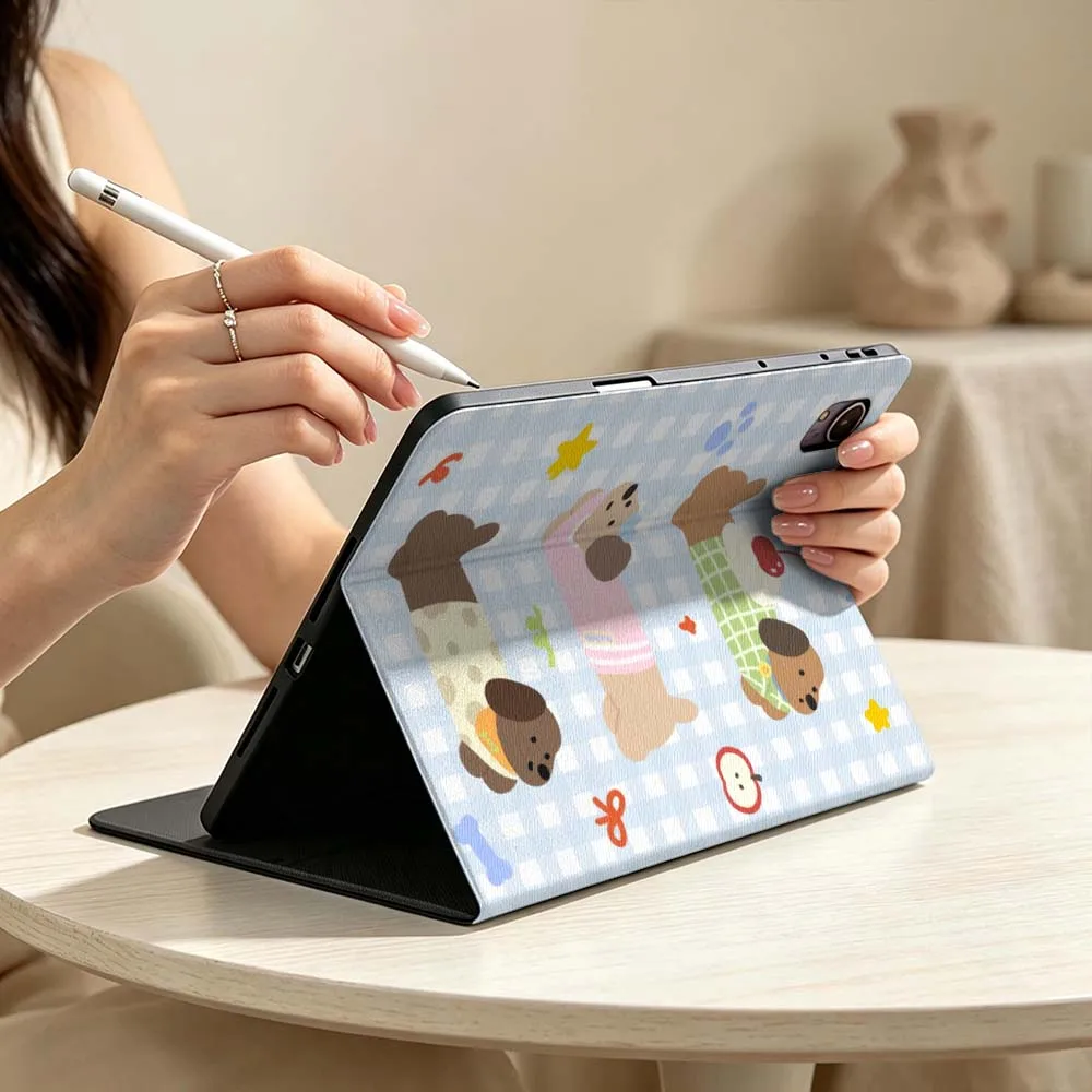 Cartoon Puppy Pattern For Huawei MatePad MediaPad MagicPad Honor Pad 10 9 8 X10 X9 X9a S Pro Soft Pen Tray Tablet Case