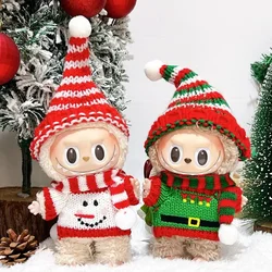 17cm Mini Doll'S Clothes Outfit Accessories For Korea Kpop Exo Labubu Idol V1 V2 Winter Christmas Sweater Scarf Set Clothing