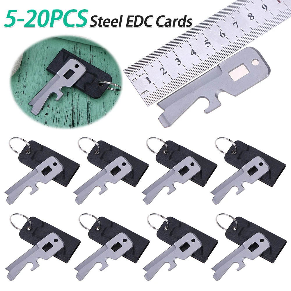 

5-20PCS Steel Bottle Opener Practical Invisible Cutter Card Survival Kit Army Cutter Gadgets Camping Gear with Holster