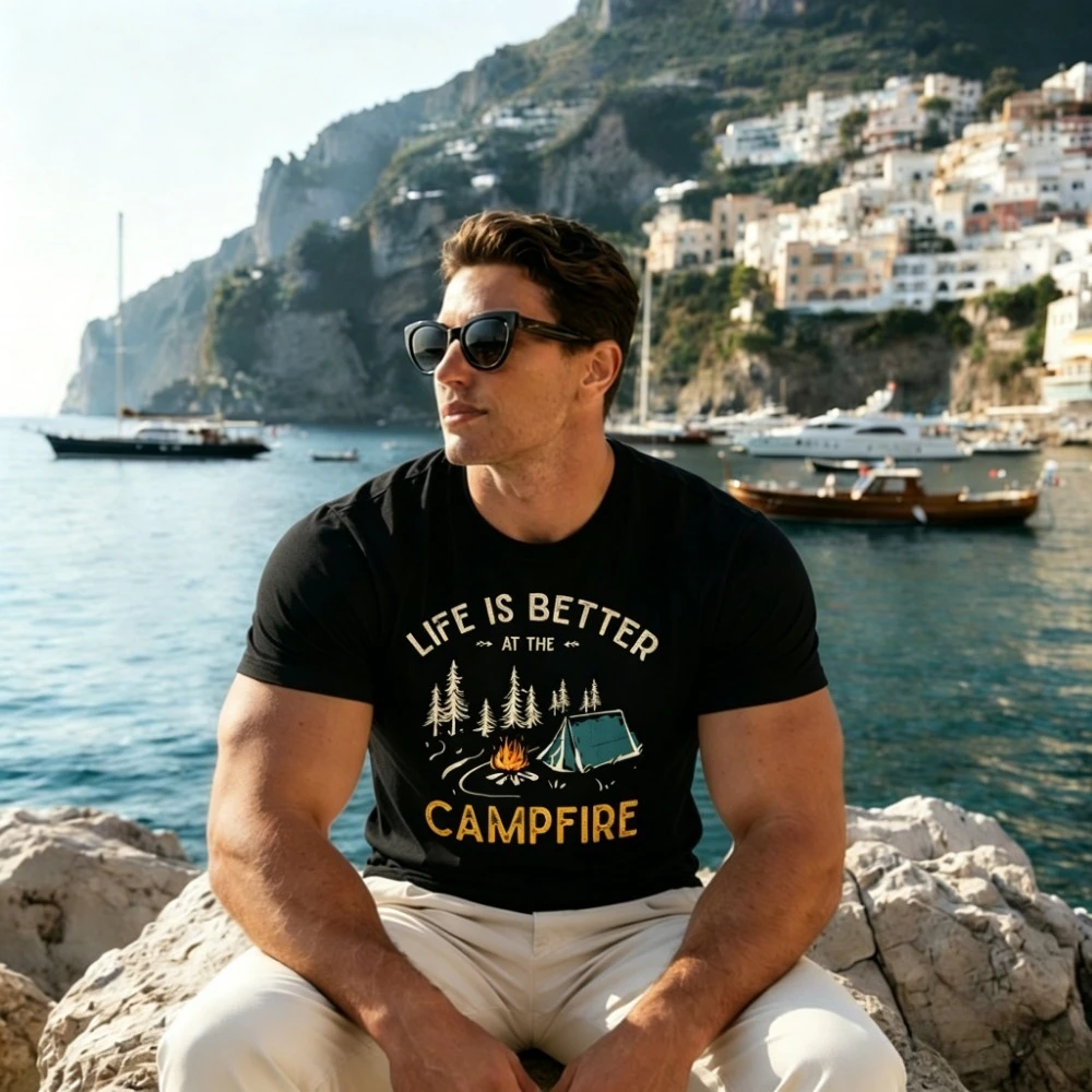 Das Leben ist Besser am Lagerfeuer Funny Camper Camping T-Shirt
